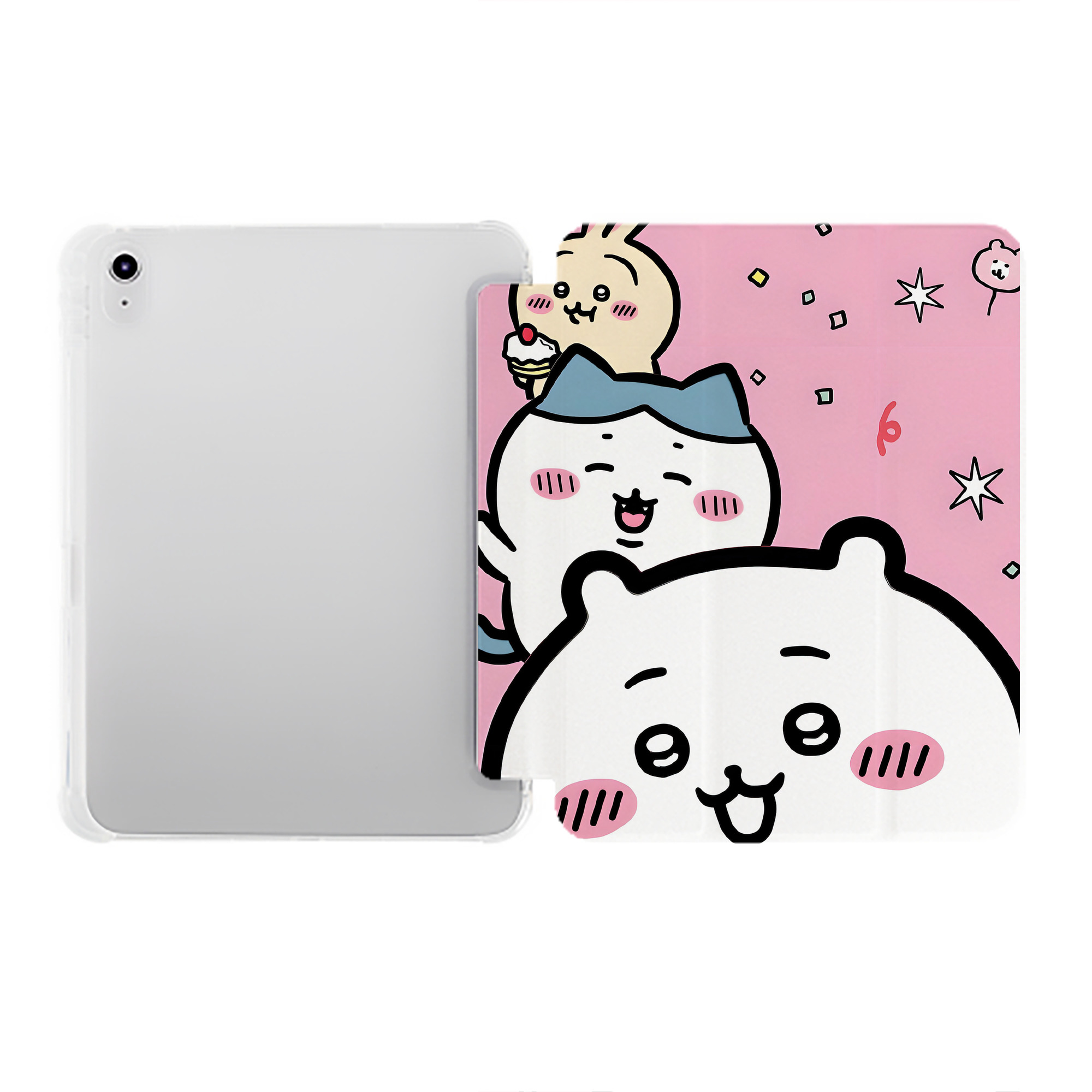 （画像用） ちいかわ Chii-kawa IPad ケース ペン収納付き 三つ折りスタンド PUレザー×シリコン 対応機種9.5/10.5/10.9インチ